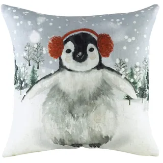 furn. Evans Lichfield Kissen mit Pinguin-Motiv, Polyester, gefüllt, Mehrfarbig, 43 x 43 cm