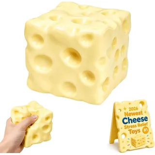 Crunchy Cheese Squishy, Realistisch Niedlich Käse Stress Ball, Slow Rising Knuspriger, weicher, strukturierter Sensorikball als Gastgeschenk zur Angstbewältigung