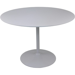 SalesFever Bistro-Esstisch rund Ø 110 cm | Tischplatte MDF | Gestell Metall | B 110 x T 110 x H 75 cm | Hochglanz weiß