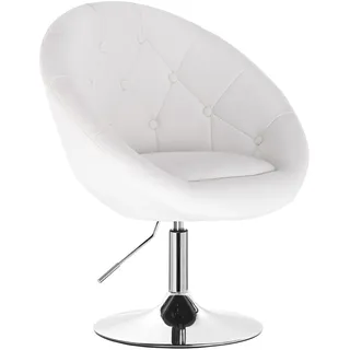 WOLTU Schminktisch Stuhl, Loungesessel 360° drehbar höhenverstellbar mit Armlehne Rückenlehne, Schminkstuhl für Schlafzimmer & Wohnzimmer, Hocker aus Kunstleder, Weiß