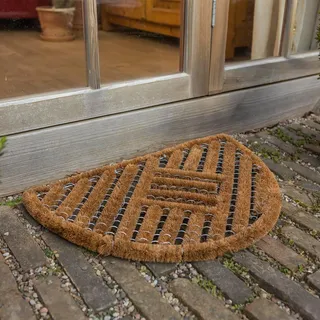 Fußmatte außen Kokosmatte Bürstenmatte wetterfest natur 40x60 cm halbrund