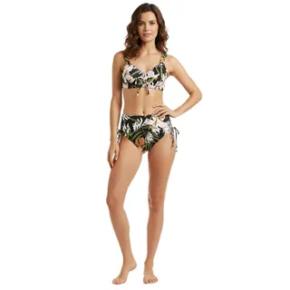 zeitloses Damen Bikini-Set zweiteiliger Minimizer mit Blumen-Print Bademode E-Körbchen 926697 Schwarz/Bunt - 44