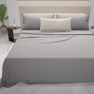 PETTI Artigiani Italiani - Bettlaken, Bettwäsche Set, Bettlaken Hellgrau, 90x200, Bettlaken in Perkal, Bettwäsche, 100% Perkalbaumwolle Made in Italy