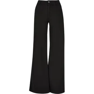 Chinos URBAN CLASSICS "Urban Classics Damen Ladies High Waist Wide Leg Chino Pants" Gr. 28, Normalgrößen, schwarz (black) Damen Hosen High-Waist-Hosen