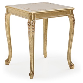 Casa Padrino Luxus Barock Beistelltisch Gold / Creme / Weiß - Quadratischer Massivholz Tisch im Barockstil - Luxus Wohnzimmer Möbel im Barockstil - Barock Möbel - Edel & Prunkvoll