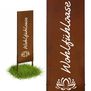 Relaxdays Gartenstecker Wohlfühloase 85 x 28 cm Braun