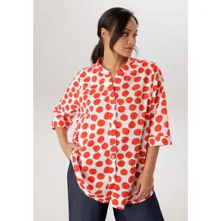 aniston plus Longbluse Pünktchendessin Rot/Weiß 44