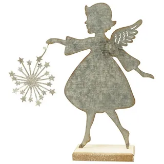 Exner GmbH Garten- & Wohnaccessoires Weihnachtsfigur Engel Junker - grau - Metall/Holz - 25,5x5,5x27,5 cm