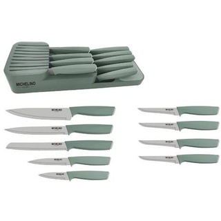 MICHELINO Praktisches 10-teiliges Messerorganizer-Set: Serie Alythia für geordnete Küchen Grün