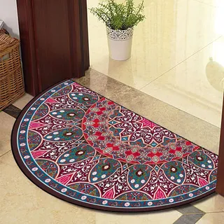 Guest Ruyunlai Halbrunde Bodenmatte Anti Rutsch Fussmatte fußmatte türmatte draußen Vintage Teppich fussmatte aussen Doormat fußmatten rosa Herz 50x80cm