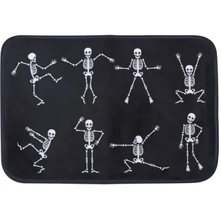 DOITOOL Halloween Fußmatte Totenkopf Muster 23X15 Zoll rutschfeste Bodenmatte Für Innen Und Außen Gruselige Dekoration Sicherer Einstieg