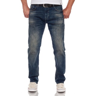 Miracle of Denim Straight-Jeans M.O.D Ricardo Slim Abbaretz Blue dezenter Used Look
