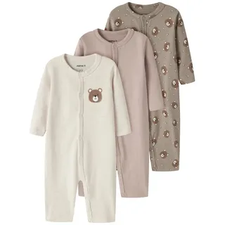 NAME IT Schlafoverall Nbnnightsuit 3P Aop braun 98 EU