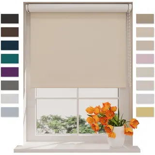 DTCH® Verdunkelungsrollo, Sand, 120 x 190 cm | Für Fenster, 100% verdunkelnd, Wand- oder Deckenmontage, Klemmfix separat erhältlich, Breiten bis 240 cm, kindersicher