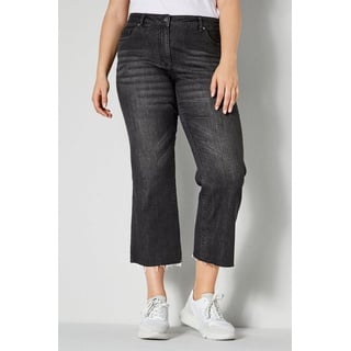 Dollywood Regular-fit-Jeans 3/4-Jeans mit Schlag und Fransensaum 5-Pocket grau|schwarz 48
