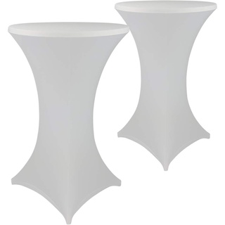 DILUMA Stehtischhussen Stretch Elastique Ø 80-85 cm Weiß 2er Set - elastische Premium Stretchhusse für gängige Bistrotische und Stehtische - dehnbarer Tischüberzug