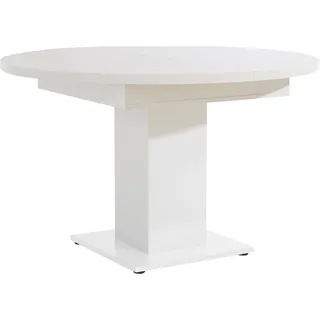 Esstisch MÄUSBACHER Tische Gr. B/H/T: 120 cm x 76 cm x 120 cm, Mittelauszug mit Einlegeplatte, weiß (weiß, matt) Esstische rund oval