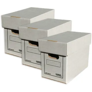 Comic Concept 3X Comic Box (kurz) mit Deckel, stapelbarer Karton