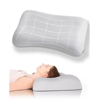 Elegear Nackenstützkissen Memory Foam Kissen Kopfkissen, Ergonomisches Orthopädisches Kissen, Füllung: 100% Zero-Pressure Memory-Schaum, Bezug: abnehmbar, kühlend waschbar, Seitenschläfer, Bauchschläfer, Rückenschläfer, Nackenkissen mit kopfkissenbezug für Erwachsene, Männer, Frauen weiß 40 cm x 60 cm x 11 cm