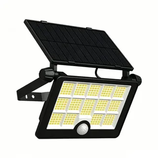 Fyrove LED Solarleuchte Außen-Wandleuchte LED Solarlampe Solar Strahler mit Bewegungsmelder, LED fest integriert, 232 LEDs Drehbar Solarleuchte, IP65 Wasserdicht Solar Garten Fluter schwarz