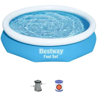 BESTWAY Fast Set Aufstellpool ⌀ 305 x 66 cm Blau inkl. Filterpumpe