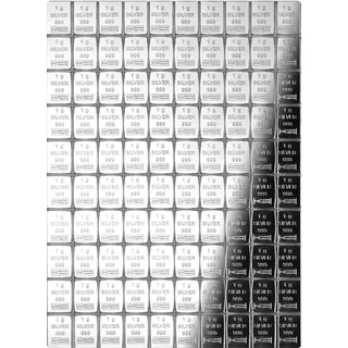 Tafelbarren aus reinem Silber (999/1000) – 100 x 1 Gramm