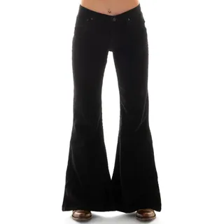 Comycom Damen Cord Schlaghose Star schwarz 70er Hippie Look - 36W / 32L