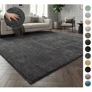 OTTO home Teppich Cali, in Standard- und Premium-Qualität, 13 mm oder 16 mm Höhe, rechteckig, Uni-Farben, kuschelig, & weich, waschbar, Wohnzimmer, Schlafzimmer grau rechteckig | 180 cm x 230 cm