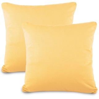 aqua-textil Classic Line Kissenbezug 2er-Set 80 x 80 cm Creme gelb Baumwolle Kissen Bezug Reißverschluss Jersey Kissenhülle