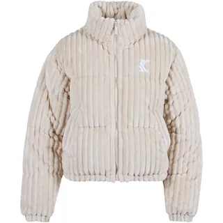 Karl Kani Winterjacke KARL KANI "Karl Kani Damen", Damen, Gr. XL, cream, 100% Polyester, unifarben, oversize, hoch geschlossener Ausschnitt, Jacken Winterjacke