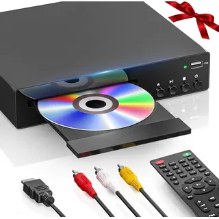 DVD Player HDMI, DVDs-Players für Fernseher, RCA, USB, Fernbedienung, unterstützt 1080P, NSTC/PAL, Breakpoint-Speicher, Region Free DVD Player