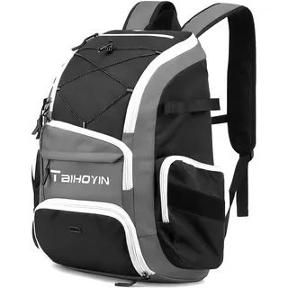 TAIHOYIN Sportrucksack Herren 35L mit Schuhfach, Nassfach und Laptopfach Wasserdicht Gym/Baseball/Strand/Schwimmrucksack Kleiner Sporttasche für Fitnessstudio Yoga, Schwarz