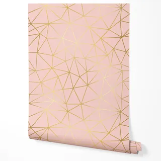 GP TONER Vliestapete Rosa Gold Geometrisch Linien Muster Moderne Tapete für Wohnzimmer Schlafzimmer Flur Büro Elegantes Design Matt UV-beständige Tapete 5m x 0,5m