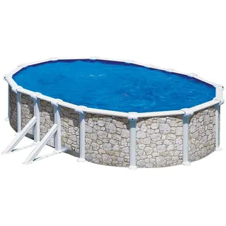 SUMMER FUN Stahlwandpool oval 610 x 375 x 120 cm Steinoptik