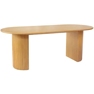 Sweeek - Ovaler Esstisch 200 Cm Heveaholz Und Eichenfurnier Für 6-8 Personen