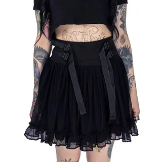 Heartless Rüschenrock Odyssey Schwarz Gothic Strapsen Riemen Tutu Rüschen schwarz XL