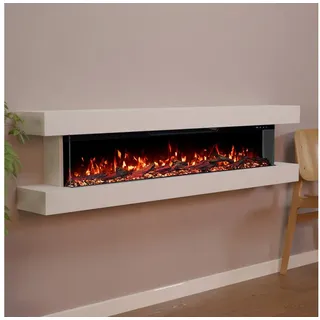 GF Core Elektrokamin Clear Wall Elektrokamin mit 3D Feuer und Heizung (Thermostat), Elektrischer Wandkamin mit APP Steuerung, Heizleistung (900- 1800 W) weiß 50 cm