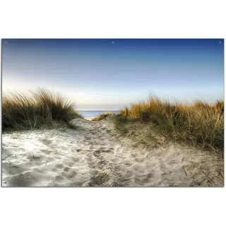 Wallario Outdoor-Poster für Garten oder Balkon Weg durch die Dünen zum Strand am Meer, Motivbanner Größe: ca. 60 x 90 cm, Outdoor-Bild