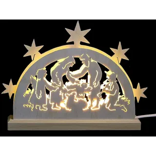 Mini LED Schwibbogen - Krippenmotiv - 23 x 15 x 4,5 cm - Original Erzgebirge Schwibbögen - Michael Müller