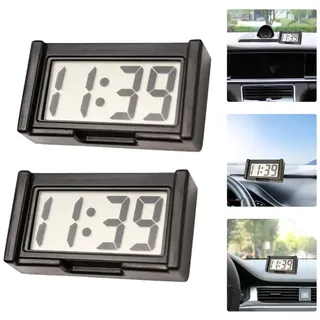 Digitaluhr Uhr LED Anzeige Mini Uhr 2 teiliges Set Kleber Datum Zeit schwarz