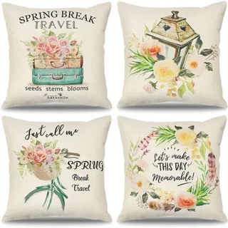 Famanu Kissenhüllen Set 4 Stück - 45 x 45 cm, Dekorativ, Frühling/Sommer