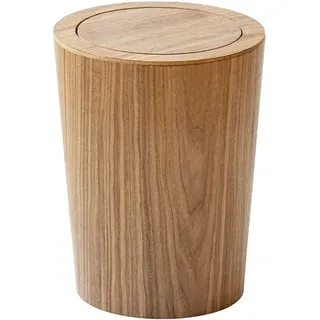 Dianzan Kleiner Vintage-mülleimer, Holz-mülleimer Schwingdeckel, Runder Mülleimer Holzmaserung, Stilvoller Rustikaler Mülleimer Für Schlafzimmer, Büro, Küche