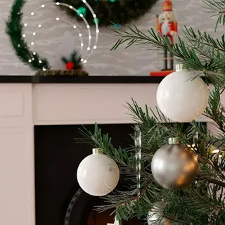 Weihnachtskugeln  (Just White, Glas, Durchmesser: 8 cm, 12 Stk.)