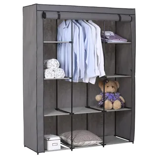 Idimex Stoffkleiderschrank Steven 131 x 169 x 46 cm Grau
