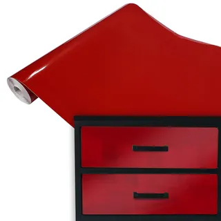 DecoMeister Selbstklebende Möbelfolie 45x100 cm - Klebefolie Möbel in matt und glänzend - Küchenfolie für Tische und Regale - Folie für Möbel einfach zuzuschneiden - wasserfest - Signalrot Glanz