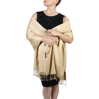 York Shawls Pashmina Schal Tuch für Frauen - Quastenveredelung - Kostenloser Aufhänger (Über 20 Farben) Handgefertigt (Camel Gold) - Einheitsgröße