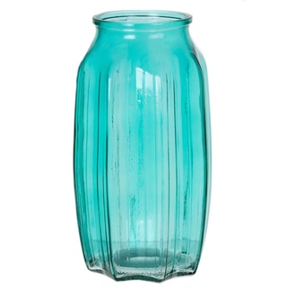 INNA-Glas Kleine Blumenvase Amory aus Glas, türkis-klar, 22 cm, Ø 12 cm - Farbige Vase