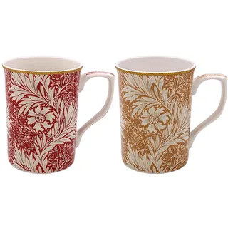 The Leonardo Collection Meadow Mugs Set of 2 William Morris, Tee- und Kaffeetassen für heiße Getränke, feines Porzellan, bedruckte Tassen für Küche und Zuhause, wiederverwendbare Keramikbecher für