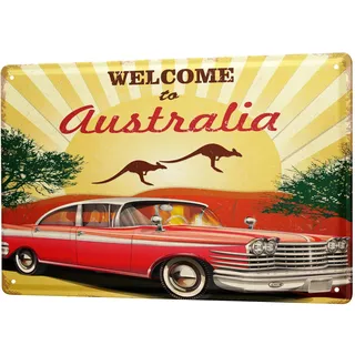 Blechschild Retro - Vintage Metall-Poster für Reise Fans - Australien Auto Motiv - 20 x 30 cm