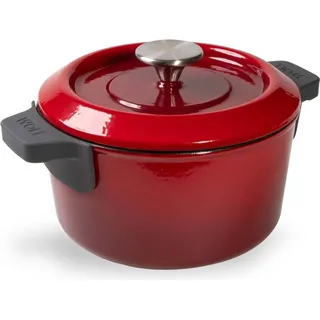 Woll "IRON" Topf mit Deckel, Ø 18 cm, 9 cm hoch, 1.8 Liter, Inkl. Silikongriffe, Chili Red - Induktionsgeeignet - Rot